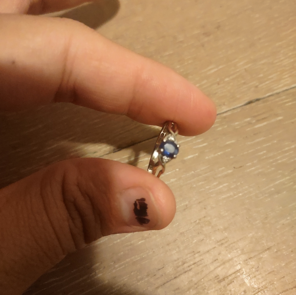 BLUE SAPPHIRE & DIAMOND RING 10K ROSE GOLD